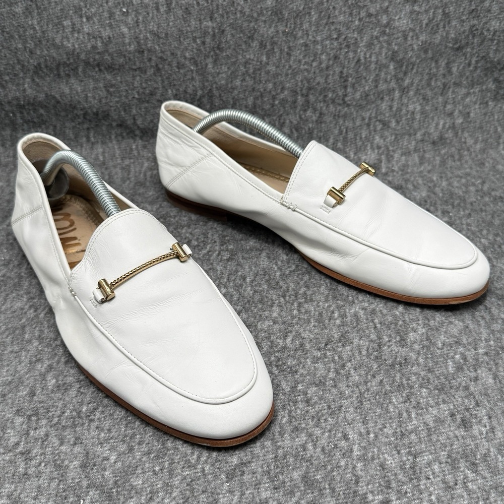 Sam Edelman Women's Birch Ice White Suede Almond Toe Slip On Strap Loafers 11